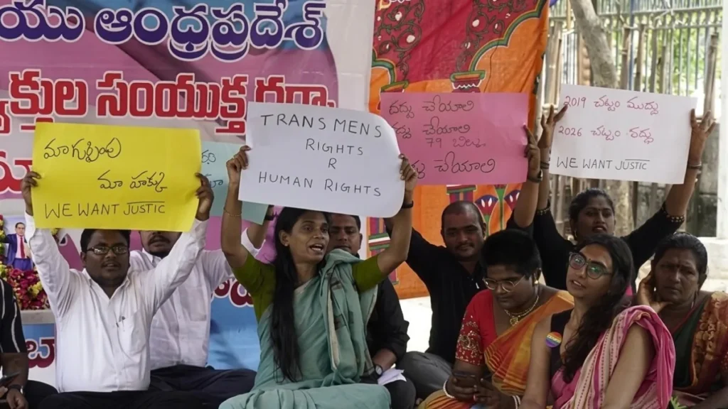 हैदराबाद में ट्रांसजेंडर्स संशोधन बिल 2026 के खिलाफ LGBTQIA+ समुदाय का विरोध प्रदर्शन