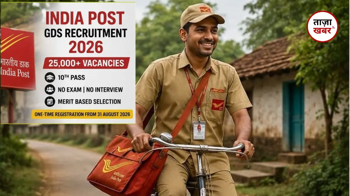 India Post GDS Recruitment 2026 में 25,000 से ज्यादा भर्तियां जारी, 10 वीं पास उम्मीदवारों के लिए सुनहरा मौका!